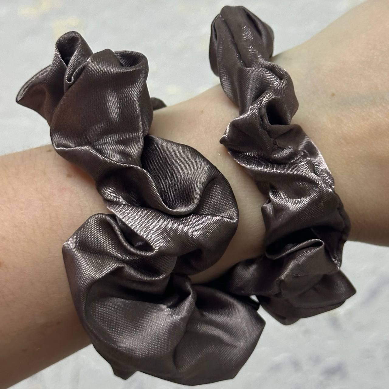 Набір атласних резинок для волосся 2 шт (Шоколадний)