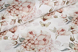 Ранфорс 240 см Гортензії, троянди, метелики digital