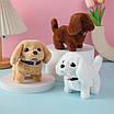 Інтерактивна іграшка цуценя ходить гавкає Плюшевий домашній улюбленець Іграшковий набір грумера собачка аксесуари, фото 6