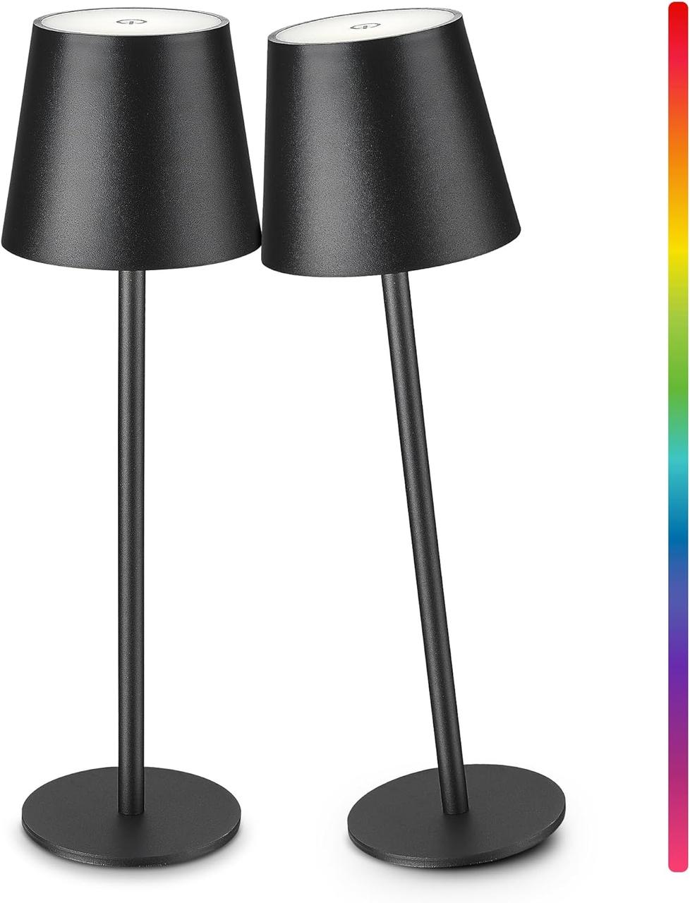 Набір з 2 бездротових настільних ламп RGB ємністю 5200 мАг, 8 режимів RGB та сенсорне керування, настільна лампа з акумулятором