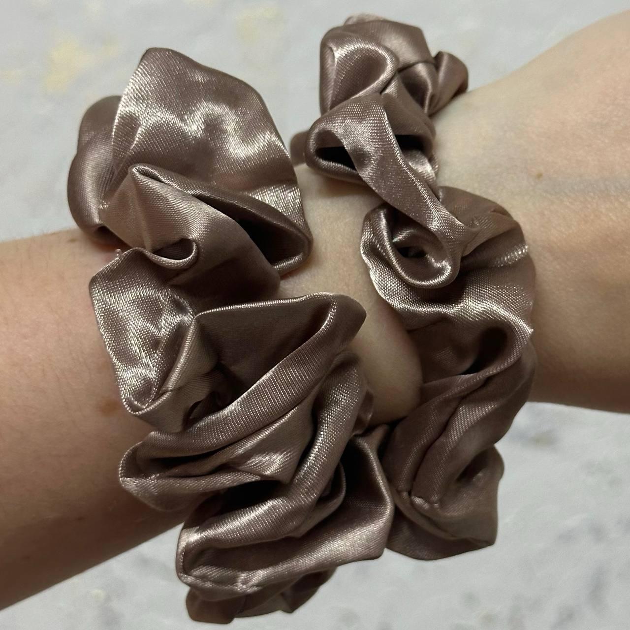 Набір атласних резинок для волосся 2 шт (Кавовий)