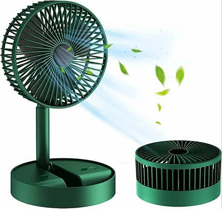 Акумуляторний настільний вентилятор Telescopic Folding Fan Портативний складна міні USB ветродуйка Зелений, фото 1