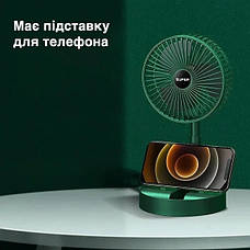 Акумуляторний настільний вентилятор Telescopic Folding Fan Портативний складна міні USB ветродуйка Зелений, фото 5