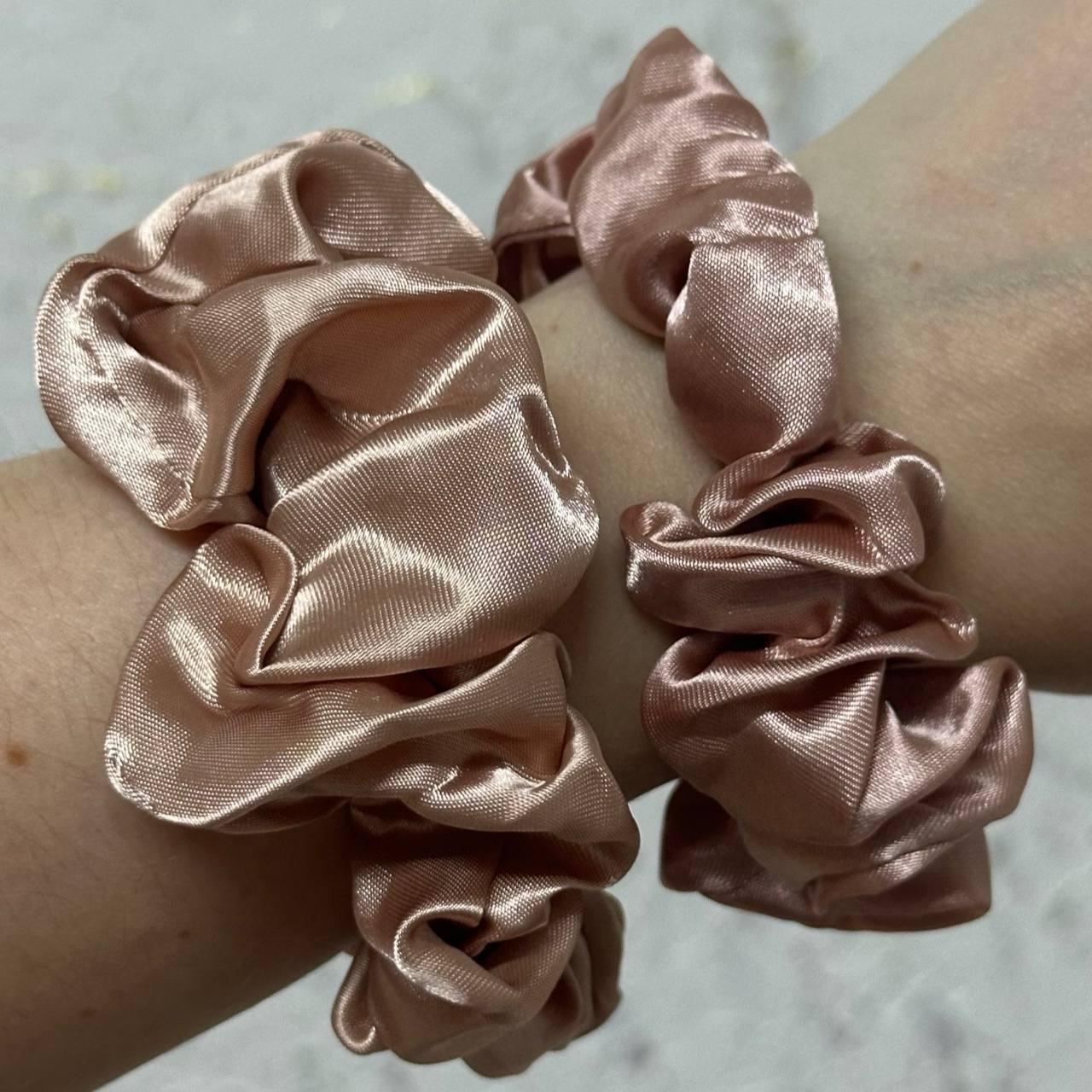 Набір атласних резинок для волосся 2 шт (Рожеве золото)