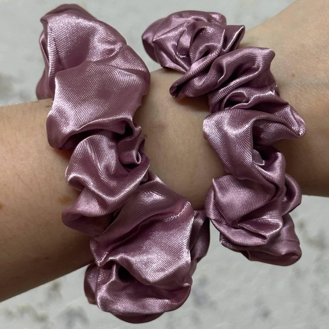 Набір атласних резинок для волосся 2 шт (Бузковий)