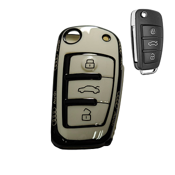 Чохол для ключа Audi, білий зі чорною рамкою