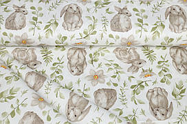 Сатин-твіл Кролики, гілочки, нарциси