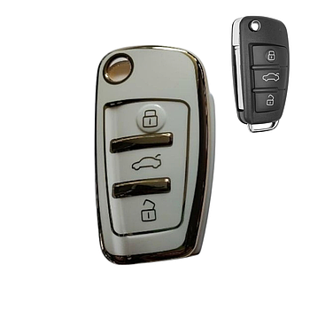 Чохол для ключа Audi, білий зі золотою рамкою