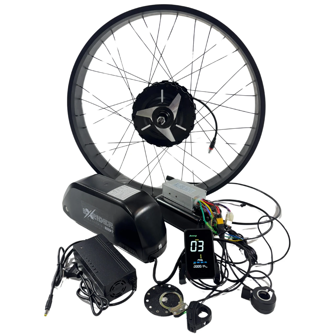 Електрокомплект для фетбайку 26 дюймів: мотор MXUS 1200W, акумулятор/ контролер КТ 48V 21 А*ч з дисплеєм