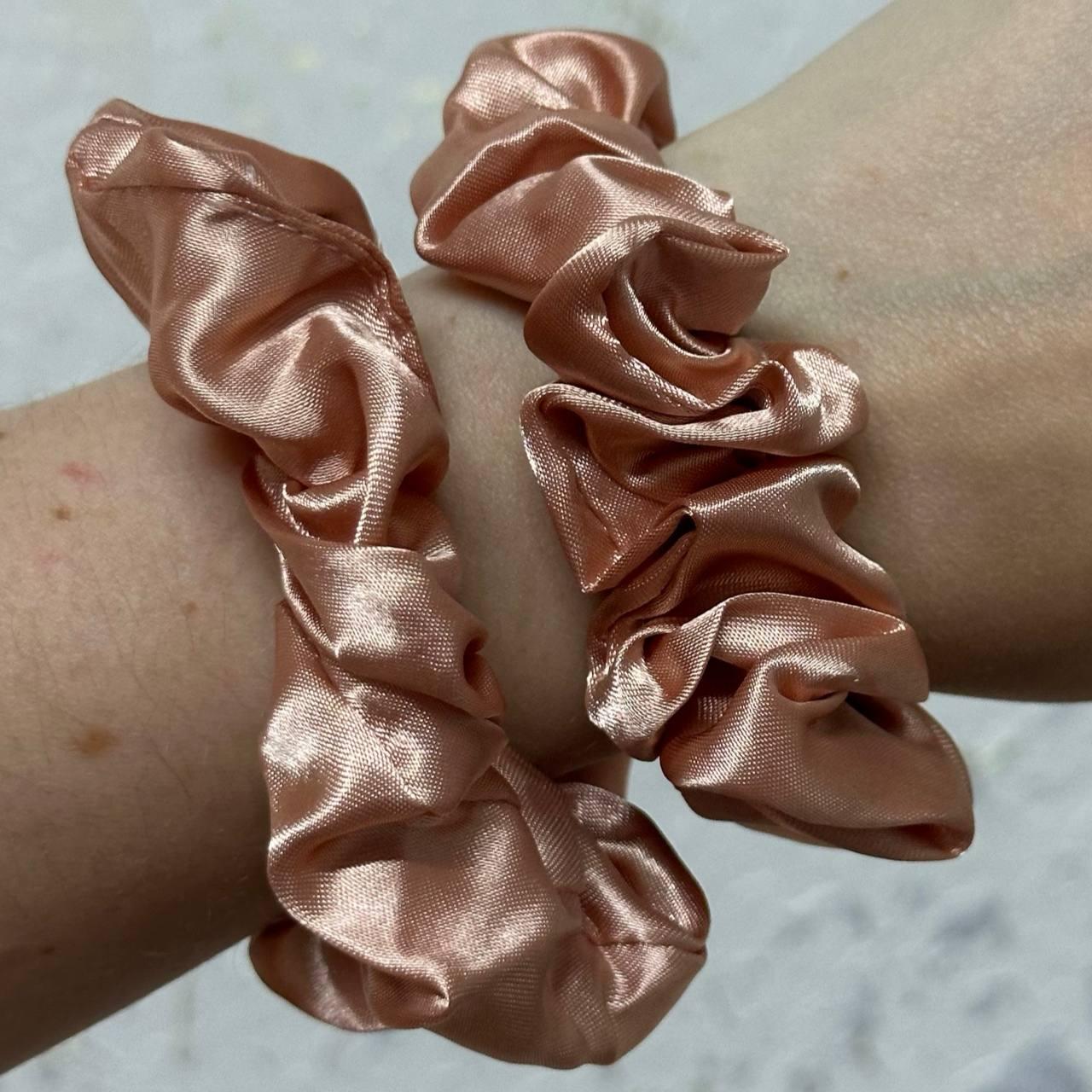 Набір атласних резинок для волосся 2 шт (Золотий)
