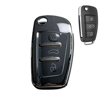 Чохол для ключа Audi, сірий зі срібною рамкою