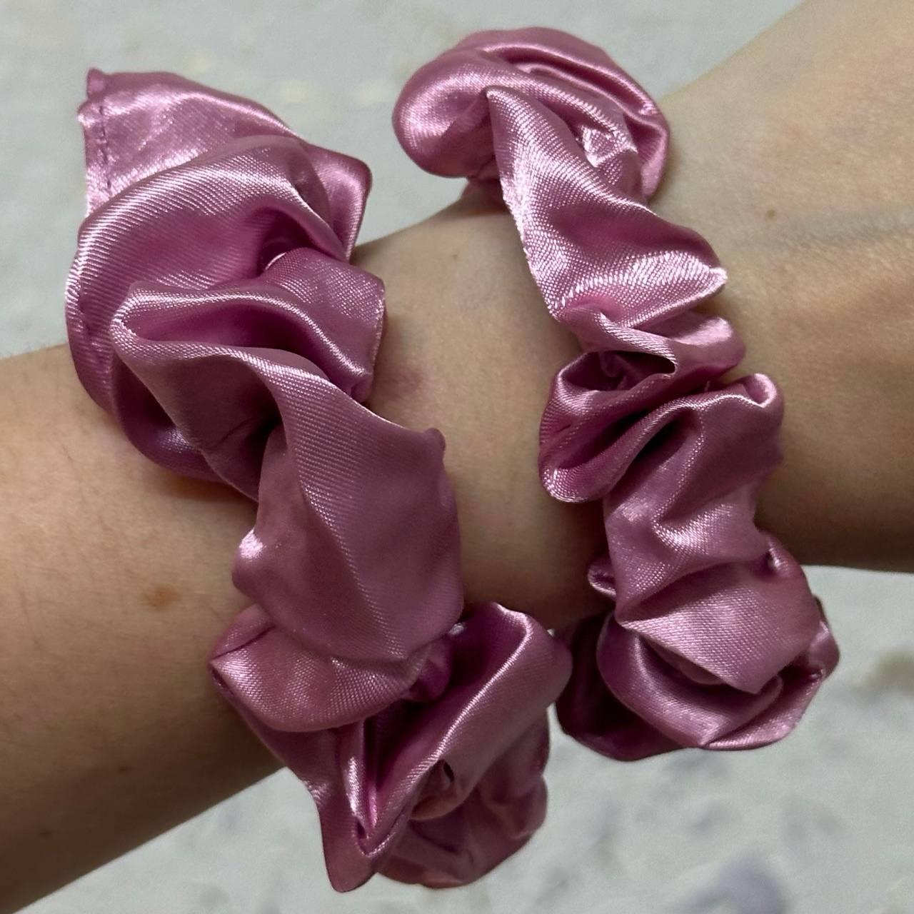 Набір атласних резинок для волосся 2 шт (Рожевий)