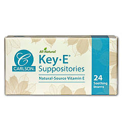 Геморой, свічки з вітаміном Е, Key •E Suppositories, Carlson, 24 шт.