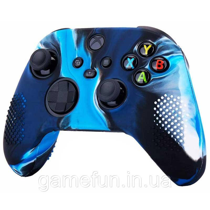 Силіконовий чохол для джойстика Xbox Series X / S камуфляжний синій, фото 1