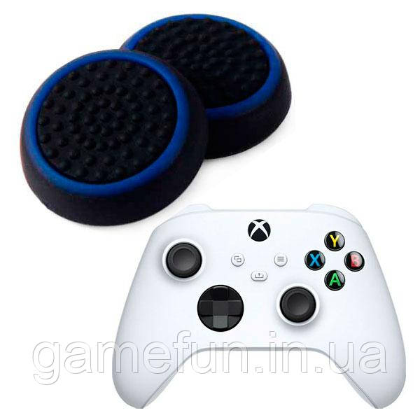 Силіконові накладки для джойстика Xbox Series S / X чорні з синім 2 шт, фото 1