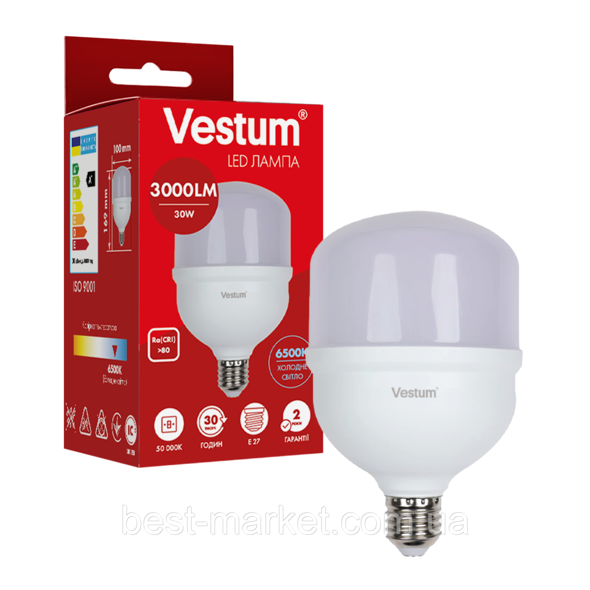 Світлодіодна високопотужна лампа Vestum  T100 30W 6500K 220V E27 1-VS-1608, фото 1