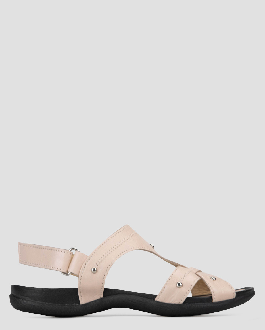 Сандалії жіночі пудрові натуральна шкіра Україна ALROMARO — розмір 36 (23 см) (модель: ALR010-617KPowder), фото 1