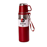 Термос з чашкою та ремінцем 600 мл з металевою колбою Червоний HPGM80155R