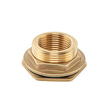 Втулка для бака РВ 1/2" - РЗ 3/4" з гайкою та прокладкою 3/4", BRASS, BR-P12034