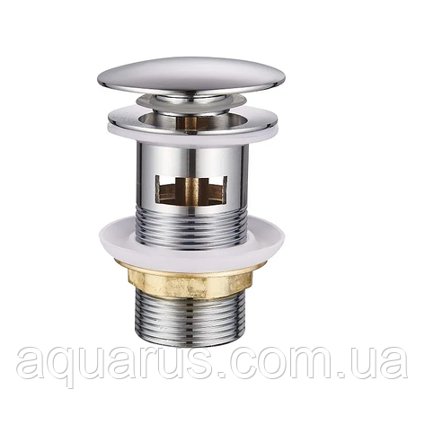 Донний клапан для умивальника з переливом Champion POP-UP-01 1 1/4'' (кнопка) (CH0363), фото 1