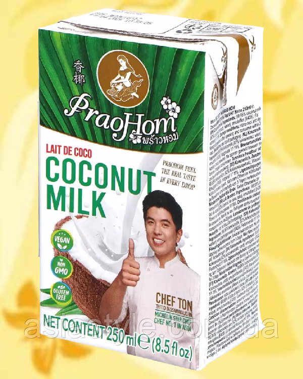 Кокосове молоко, Кокосове молоко 17-19% жирності, Coconut Milk 17-19% Fat Tetra Pack, Prao Hom,250ml, ВО