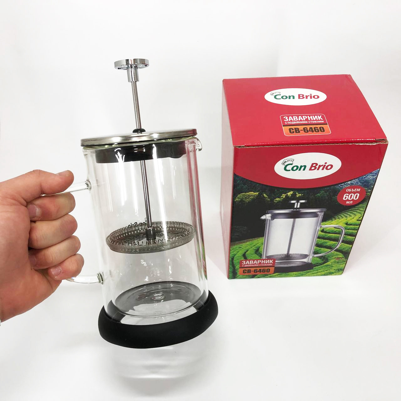 Скляний чайник для кави та чаю, Заварник для трав, Заварний скляний чайник Ручний френч прес чаю RY-56