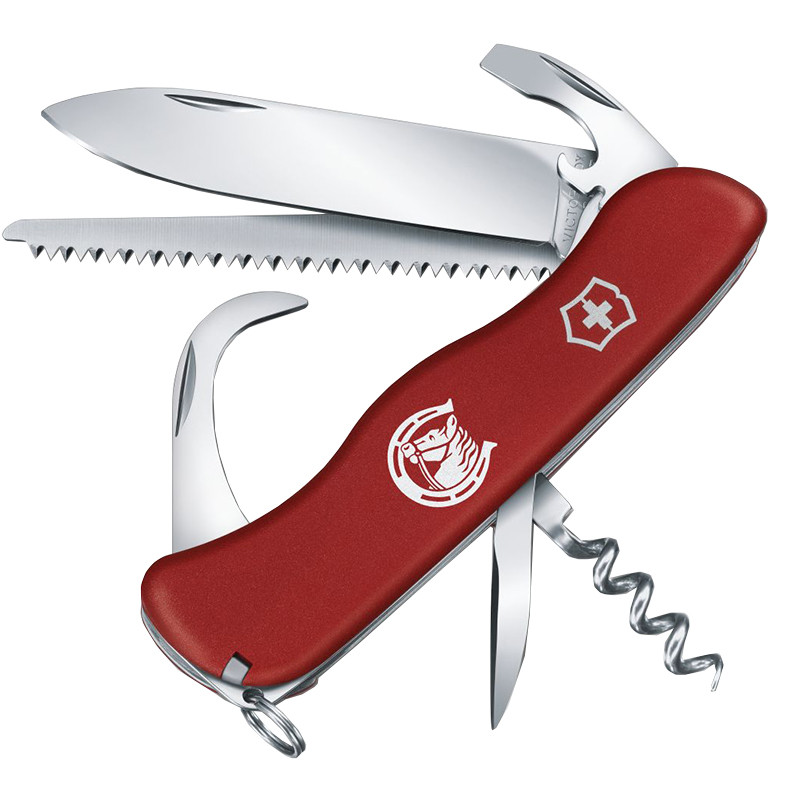 Ніж складний, мультитул Victorinox Equestrian (111 мм, 12 функцій), червоний 0.8583, з пилкою та інструментом для чищення копит, фото 1