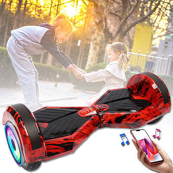 Гіроборд на алюмінієвих колесах 8" з підсвічуванням та Bluetooth EL-3 Червоне полум'я