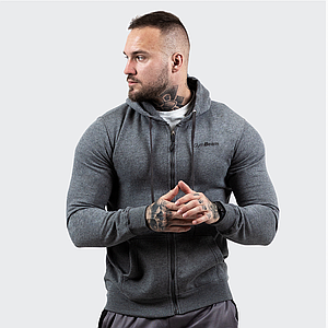Худі з капюшоном на блискавці GymBeam Zipper Hoodie Grey XXXL