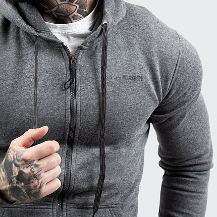 Худі з капюшоном на блискавці GymBeam Zipper Hoodie Grey XXXL, фото 2