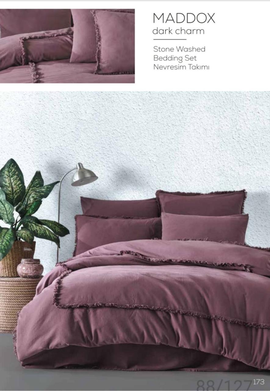 Двоспальний Євро комплект Majoli Exclusive Maddox Dark Charm Варена Бавовна, фото 1