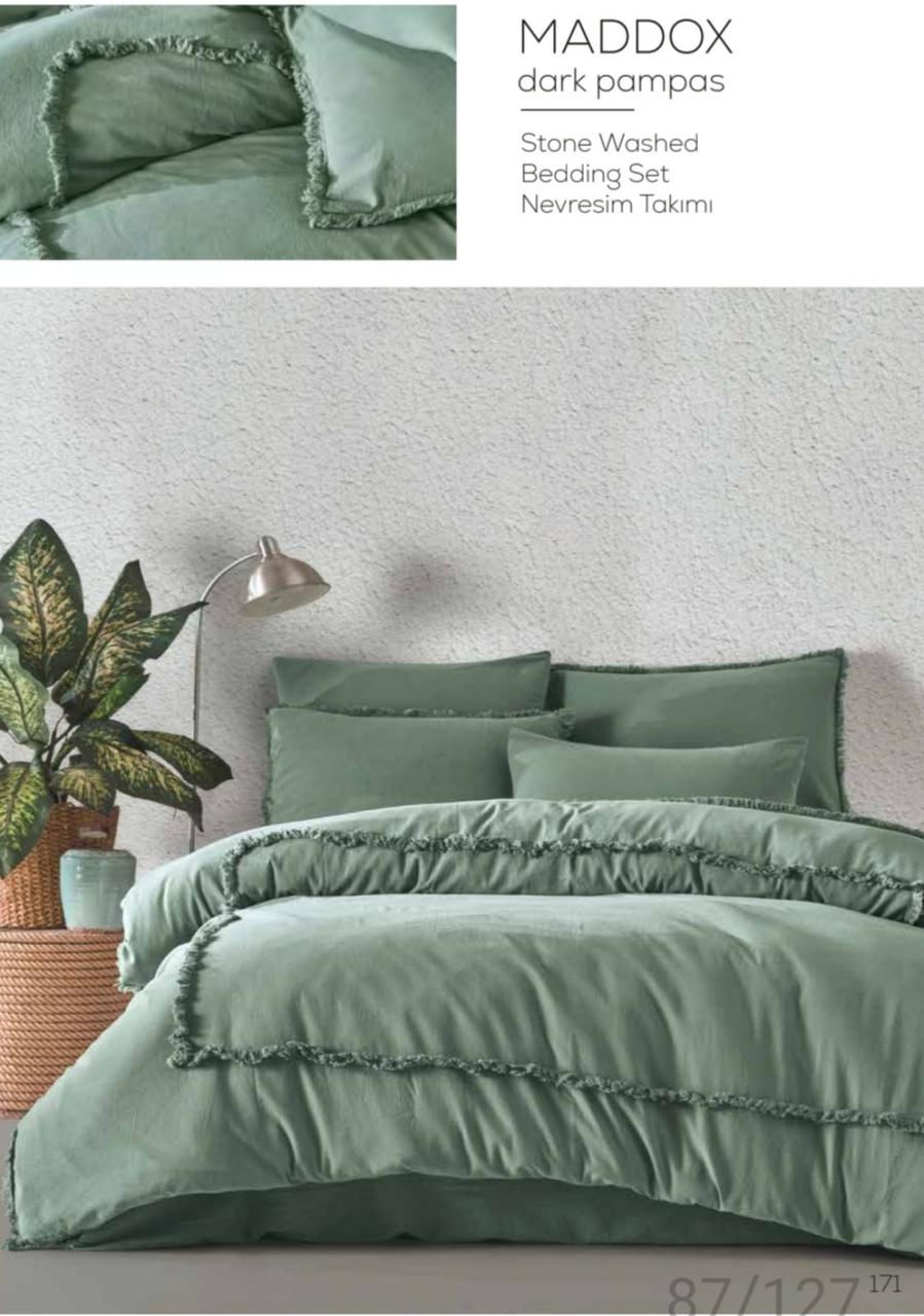 Двоспальний Євро комплект Majoli Exclusive Maddox Dark Pampas Варена Бавовна, фото 1