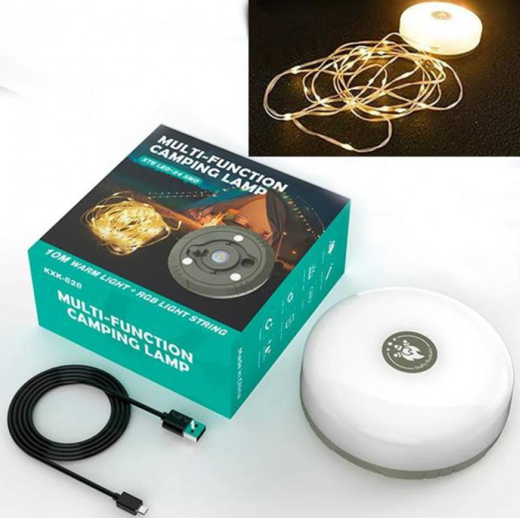 Водонепроникна підвісна лампа для кемпінгу, саду та намету з LED-стрічкою й USB зарядкою, довжина 10 м K828 Лучшая цена, фото 1