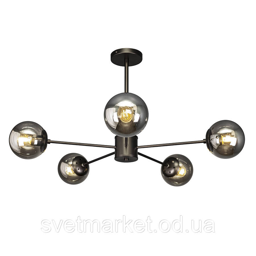 Чорна люстра на п'ять ламп 7529807-5 BK+BK, фото 1