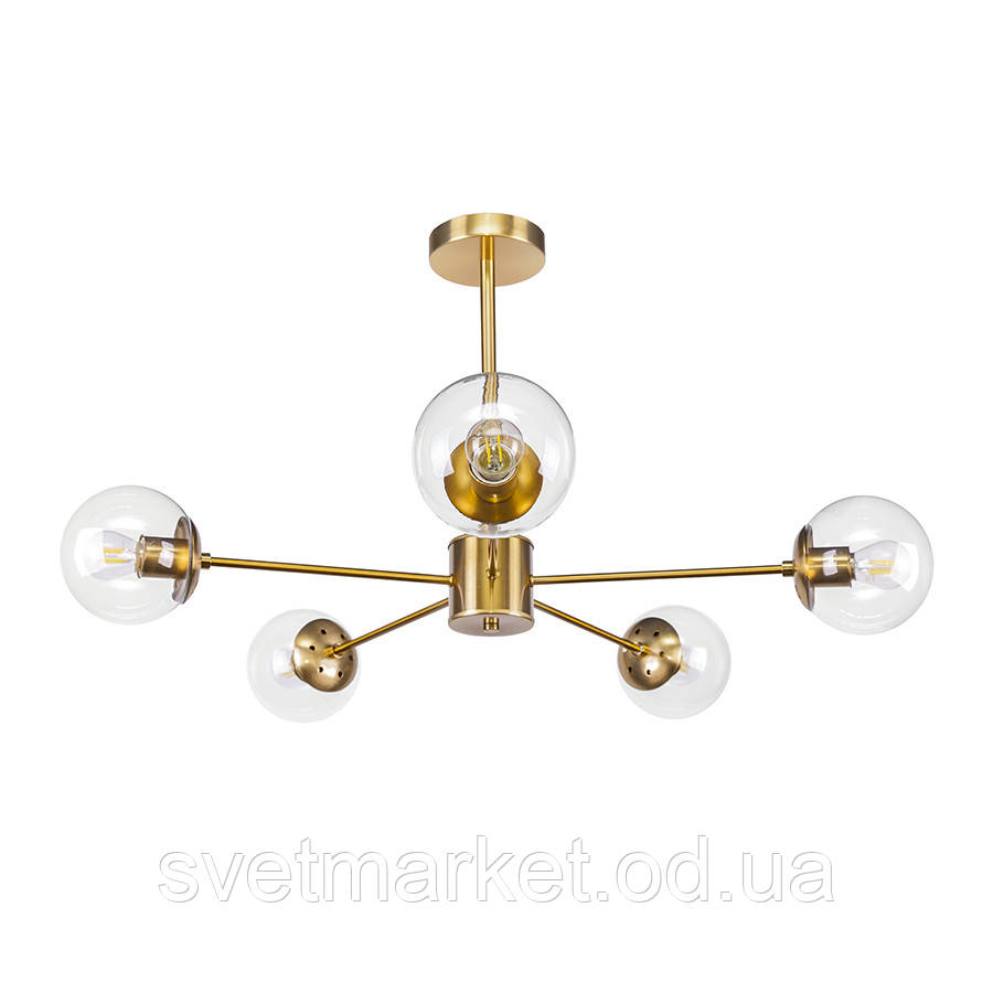 Бронзова стельова люстра 7529807-5 BRZ+CL, фото 1