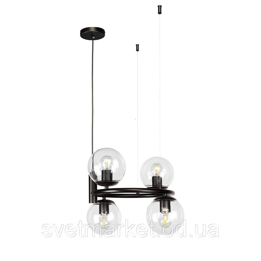 Люстра для невеликої кімнати 7521011-4 BK+CL, фото 1