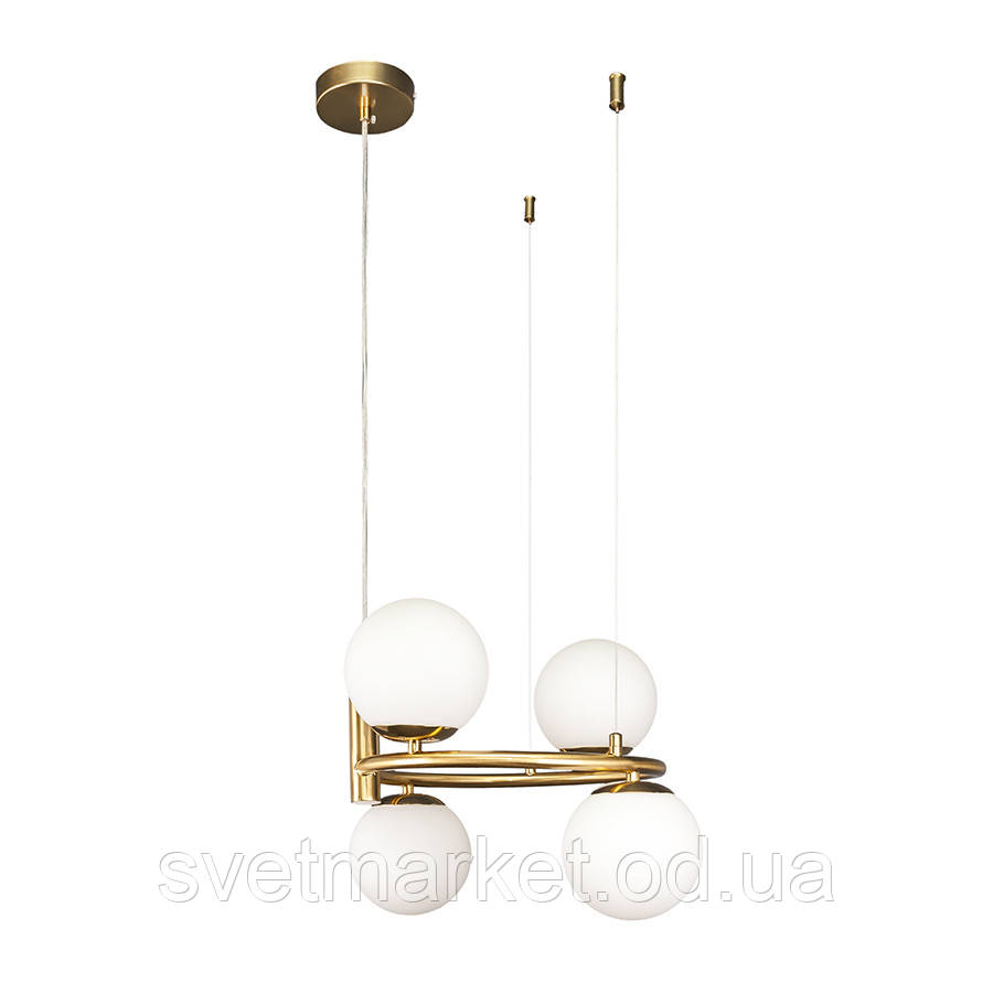 Бронзова люстра з білими плафонами 7521011-4 BRZ+WH, фото 1