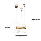 Бронзова люстра з білими плафонами 7521011-4 BRZ+WH, фото 3