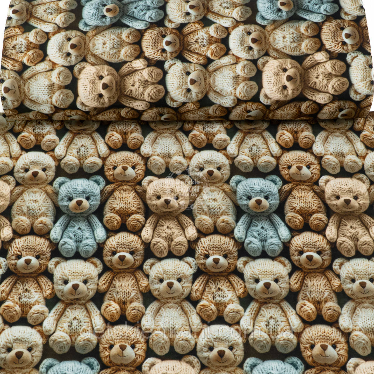 Ранфорс digital з цифровим друком 5D "В'язані ведмедики бежеві і блакитні", №5584, фото 1