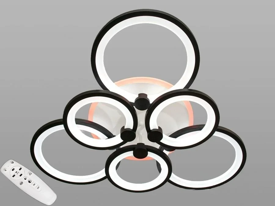 Стельова LED-люстра з диммером та підсвічуванням, фото 1