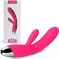 Интеллектуальный вибратор кролик с подогревом Svakom Angel Plum Red, два мотора: в стволе и в отростке