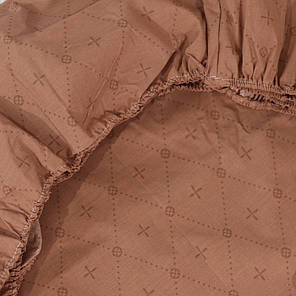 Захисне натяжне міцне простирадло гумка односпальне з бязі (90*200*25) коричневого кольору з абстрактним принтом №663308, фото 2