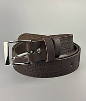 Шкіряний ремінь 4 см коричневий із тисненням