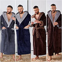 Домашний мужской теплый халат больших размеров PTR
