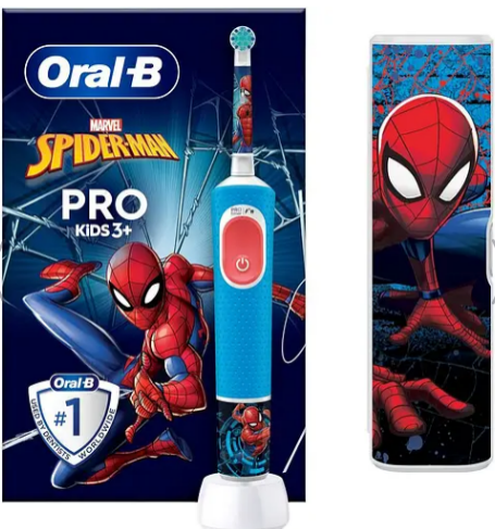 Дитяча електрична зубна щітка Oral-B Pro Kids Людина-Павук з футляром, фото 1