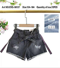 Джинсові шорти для дівчаток оптом, Seagull, 134-164 рр., арт. CSQ-58137