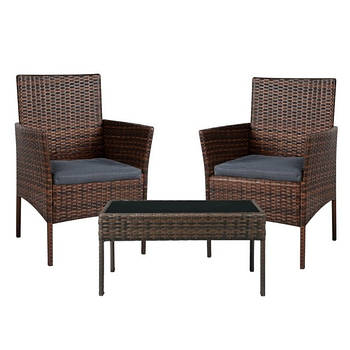 Садовий комплект меблів для відпочинку Bonro B-6210-2, 2 крісла і столик коричнево-сірий