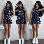 Жіночий літній костюм із шортами та вільною кофтиною, тканина софт, блакитний, рожевий, темно-синій, білий, фото 8