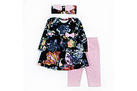 Детская одежда для девочек до года Комплект: повязка, кофта, штанишки