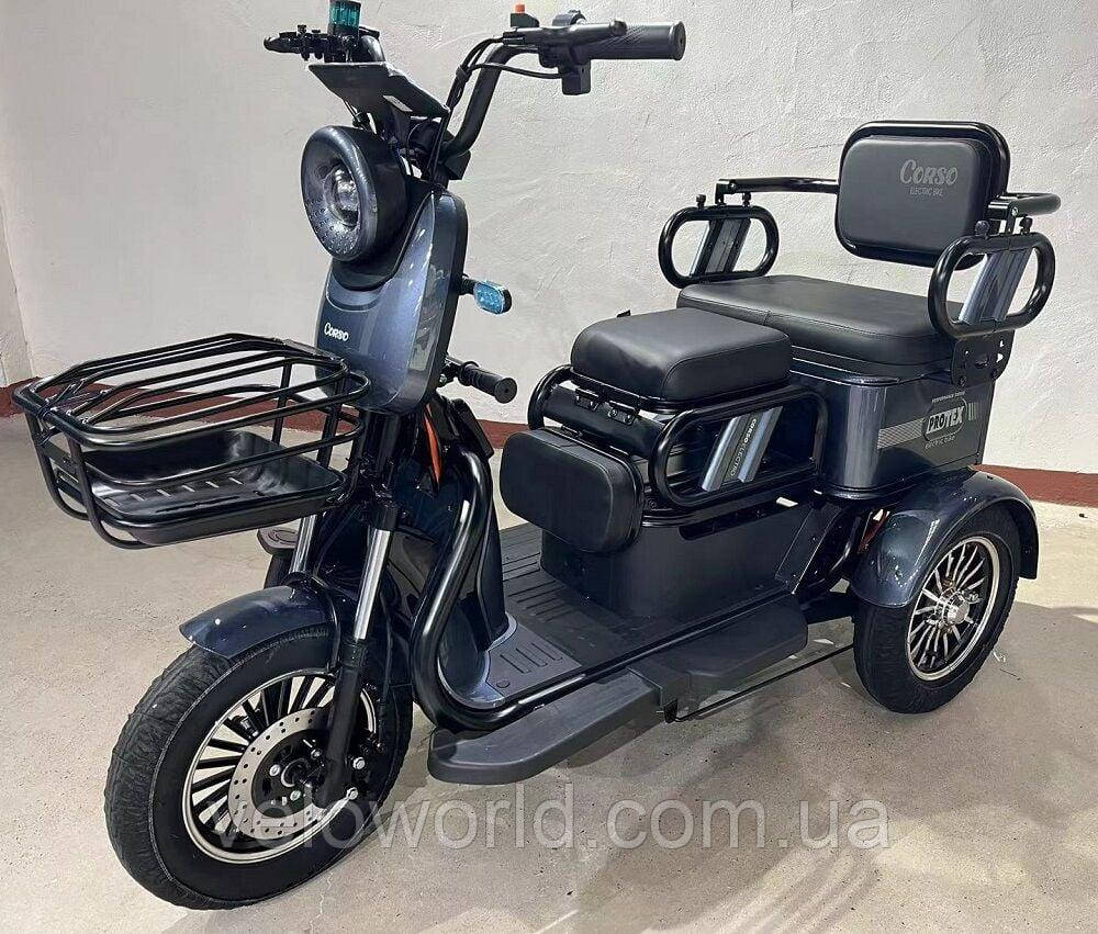 Електричний велосипед електротрайк Corso PROTEX двигун 1000W, акумулятор 72V/23Ah, колеса 300-10, в коробці